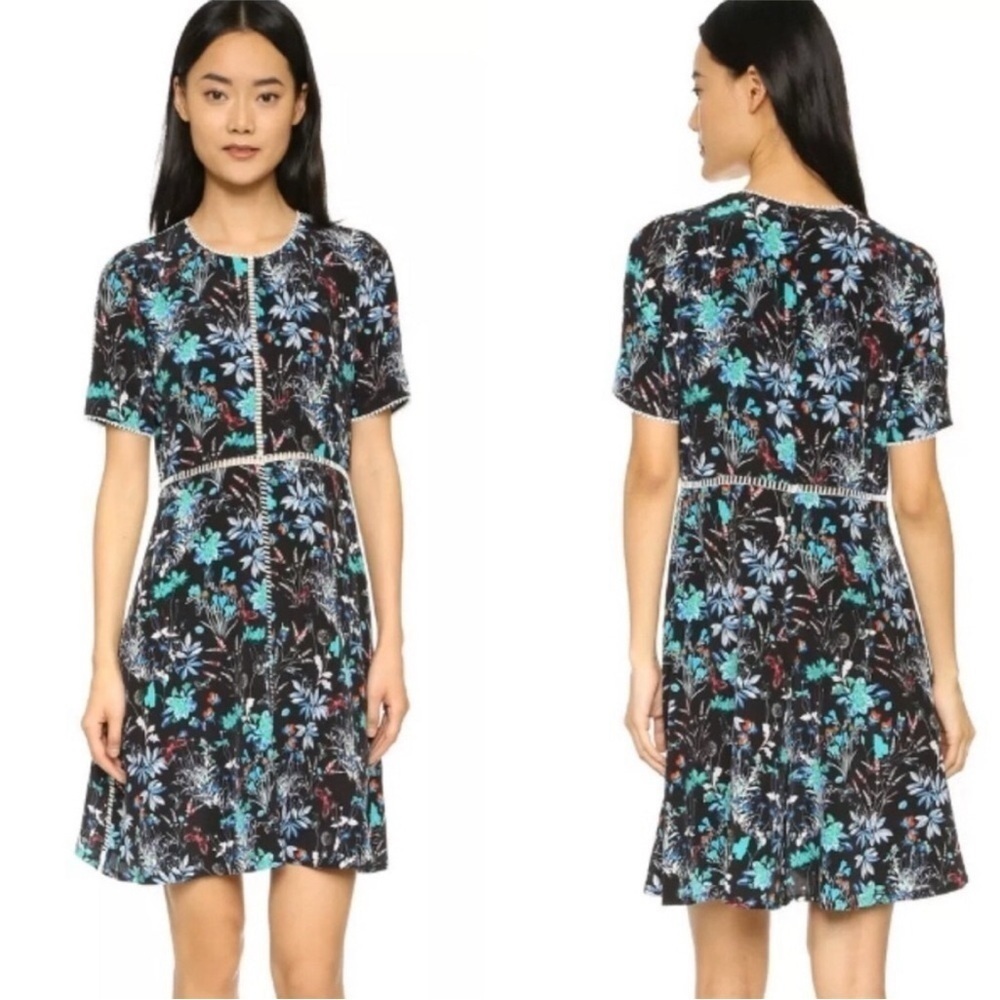 The Kooples Botanical Floral Print Silk Mini Dress Size Small
